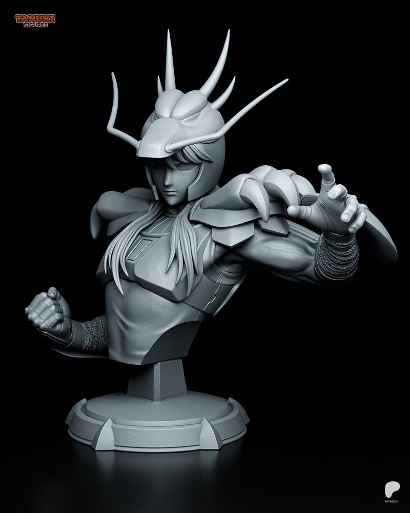 圣斗士星矢·神殿之盾·谢里路 3D打印模型|Tanuki Figures – Shiryu – Saint Seiya Bust – 3D Print Model STL
