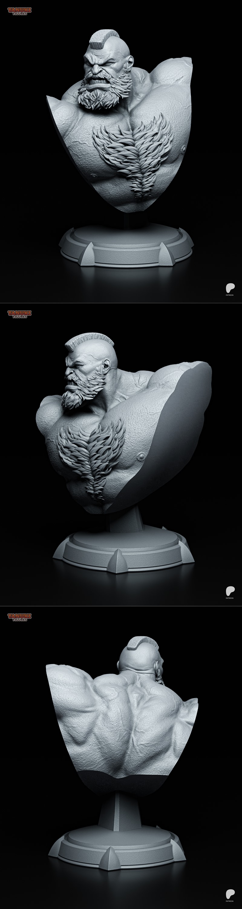 街机战士Zangief 3D打印模型|Tanuki Figures – Zangief – Street Fighter Bust – 3D Print Model STL