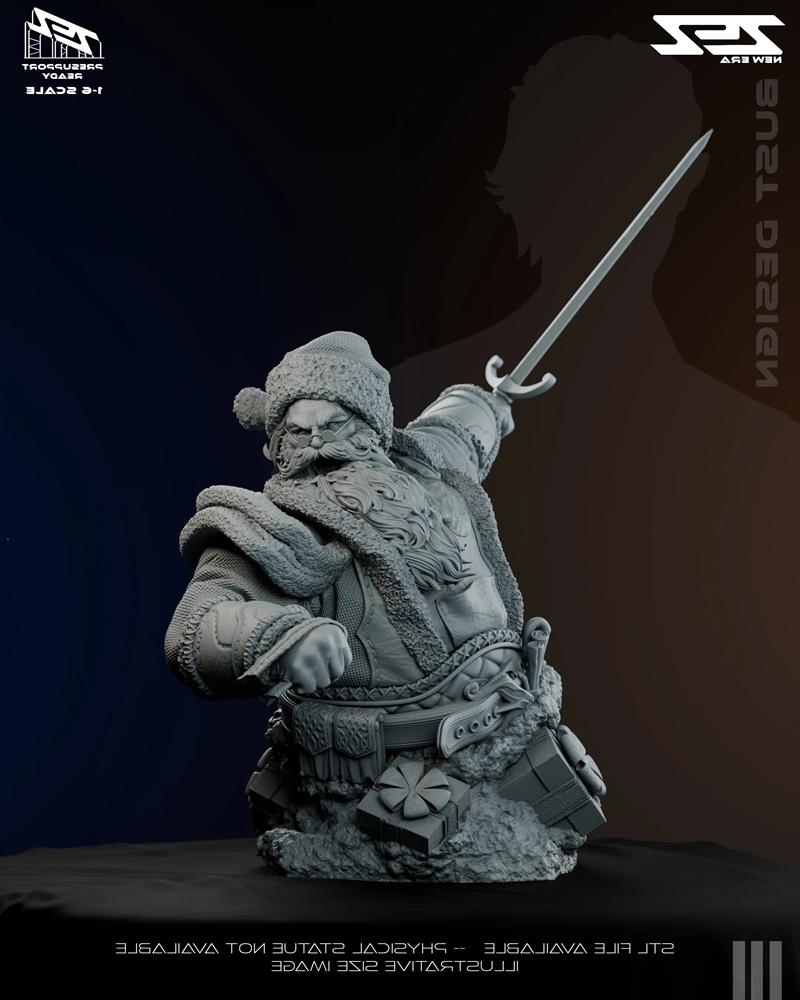 ZEZ工作室圣诞老人3D打印模型|ZEZ Studio – Santa Claus Bust – 3D Print Model STL