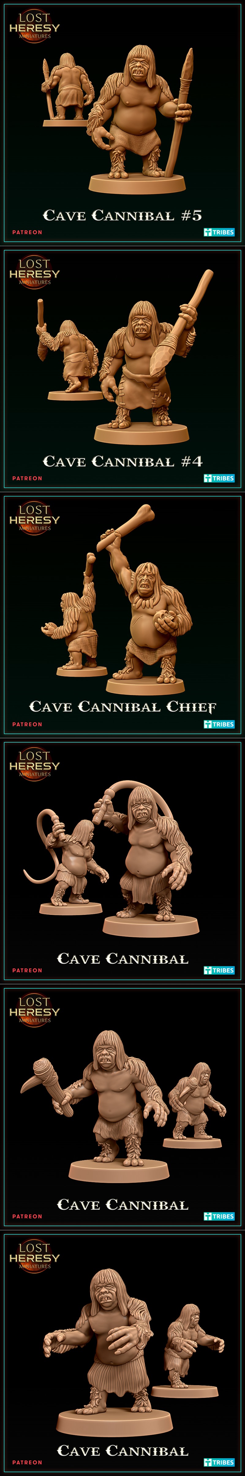 失落异端迷你模型——洞穴食人族|Lost Heresy Miniatures – Cave Cannibals – 3D Print Model STL