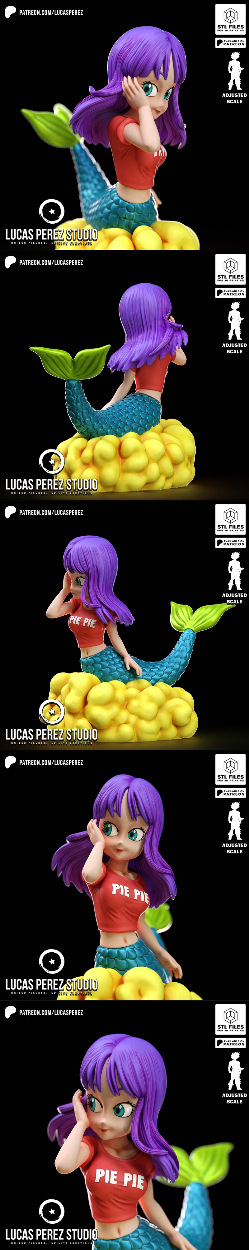Lucas Perez《Pie Pie》小美人鱼Chibi 3D打印模型|Lucas Perez – Pie Pie – Mermaid Chibi – 3D Print Model STL