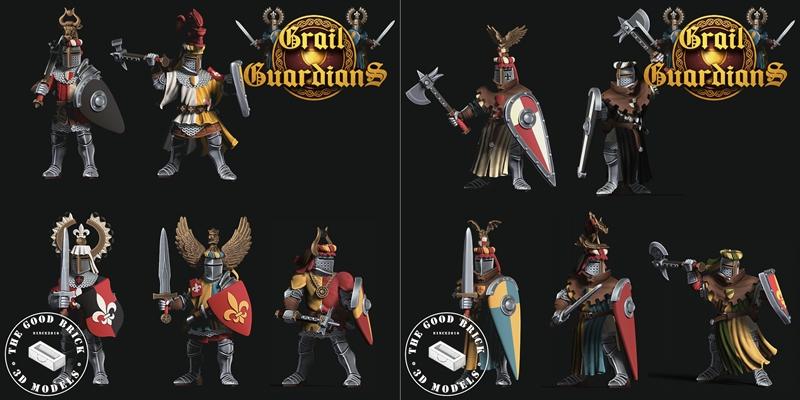 好砖工作室 - 中世纪布列塔尼风格足骑骑士 - 3D打印模型|TheGoodBrick – Medieval – Bretonn – Foot Knights – 3D Print Model STL