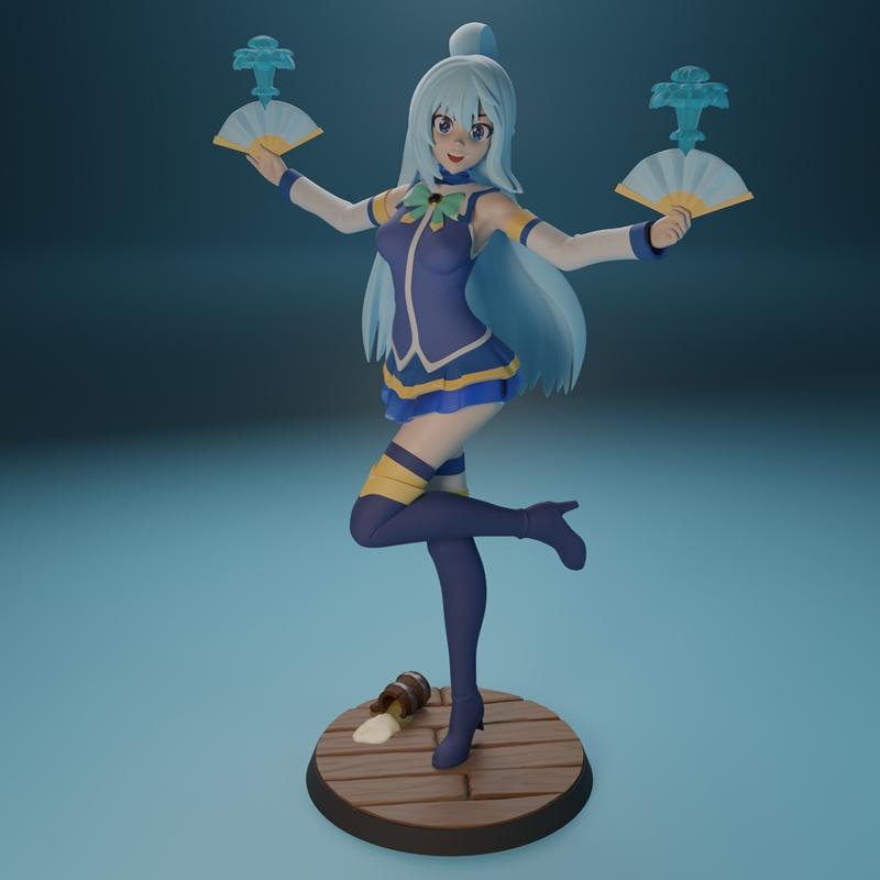 Konosuba 动漫 Aqua 3D打印模型|Funservice – Aqua from Konosuba anime – 3D Print Model STL