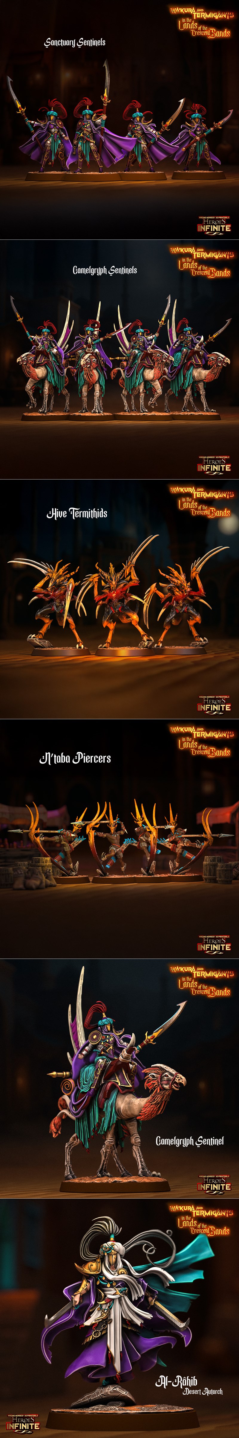 英雄无限：瓦库拉与泰米尔贡的月牙沙海之旅 3D打印模型|Heroes Infinite – Wa’kura and Termigants in the Lands of the Crescent Sands – 3D Print Model STL