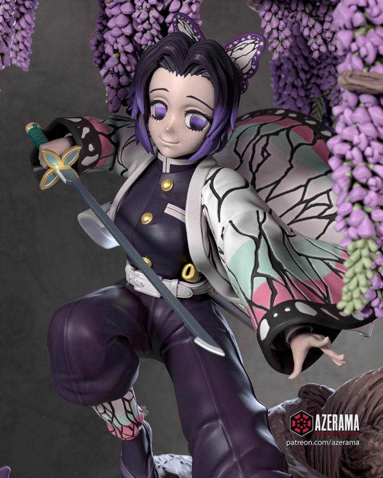 Azerama - 鬼灭之刃 - 墨色之女 3D打印模型|Azerama – Demon Slayer – Shinobu Kocho – 3D Print Model