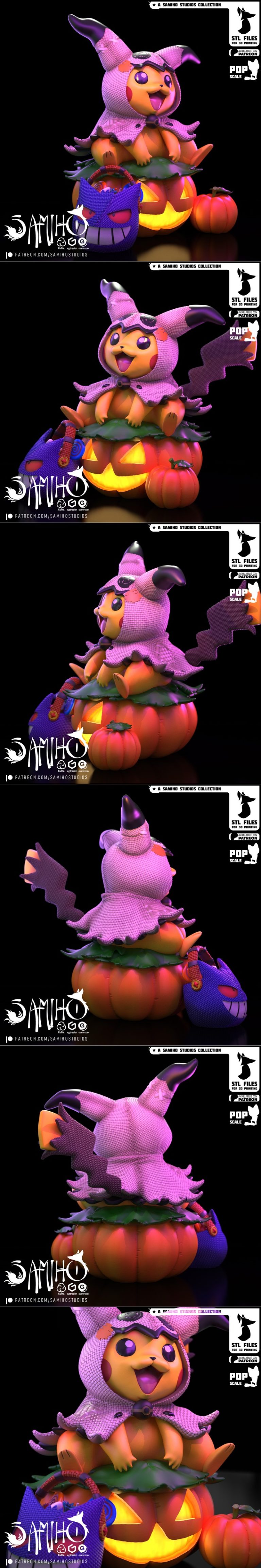 Samiho Studios - 妹妹与皮卡丘 - 3D打印模型|Samiho Studios – Mimikyu Pikachu – 3D Print Model STL