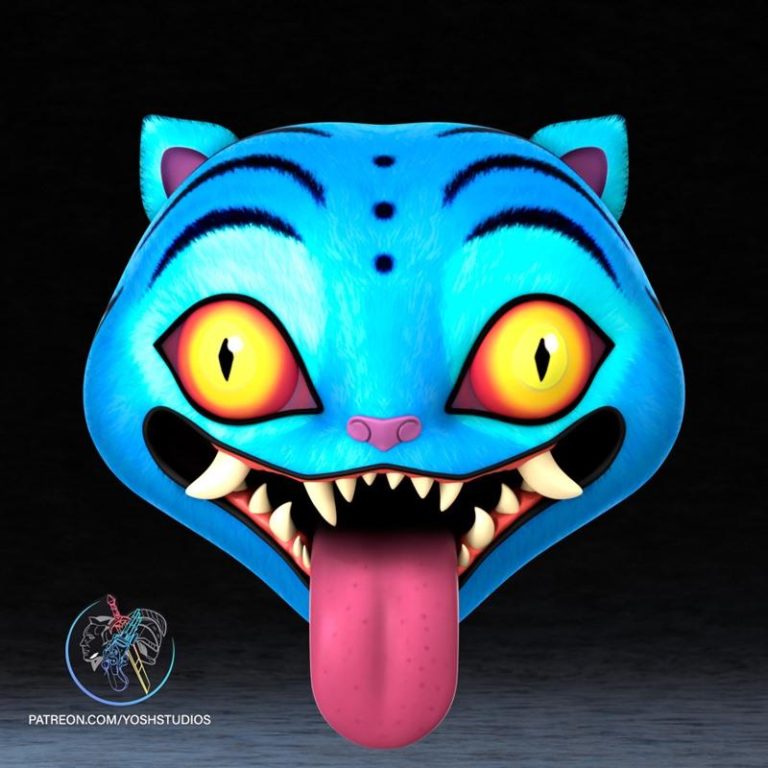 3D打印模型：K-pop恶魔猎人泰比老虎头饰|Derpy Tiger Kpop Demon Hunter Mask – 3D Print Model STL