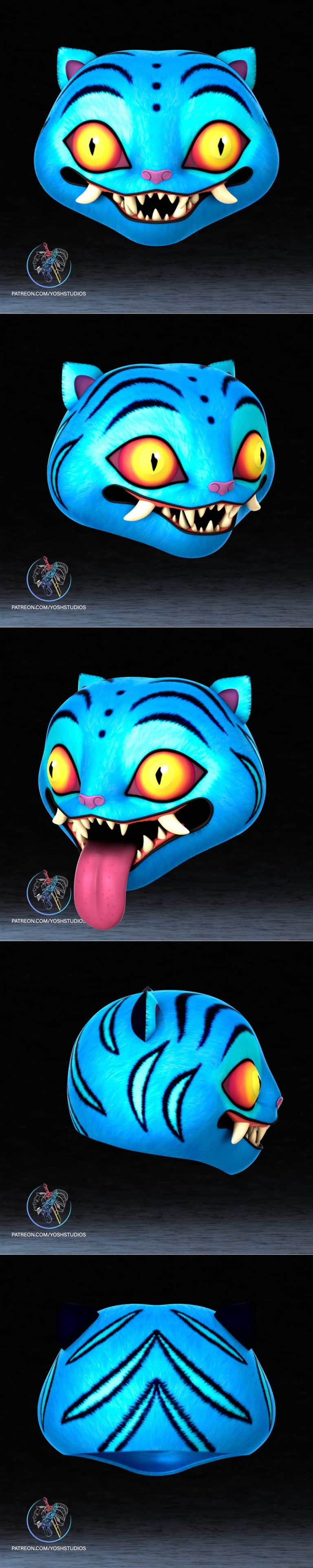 3D打印模型：K-pop恶魔猎人泰比老虎头饰|Derpy Tiger Kpop Demon Hunter Mask – 3D Print Model STL