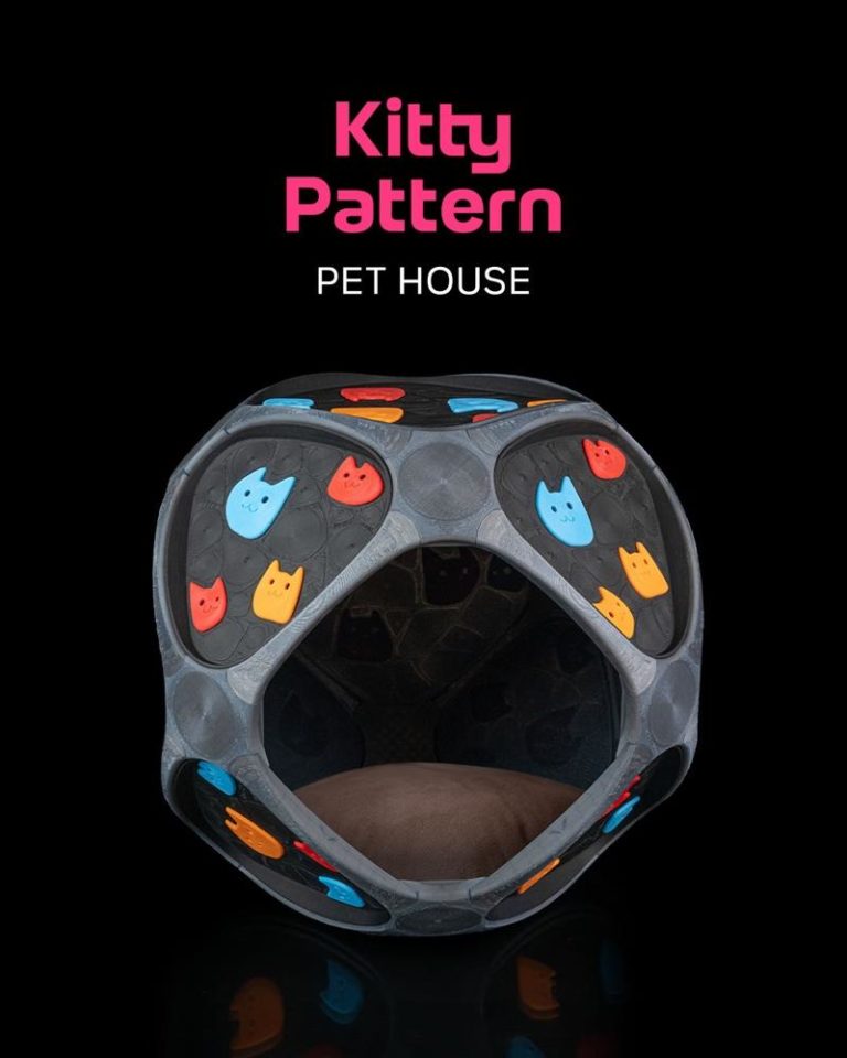 猫咪图案宠物屋 - 3D打印模型|Kitty Pattern Pet House – 3D Print Model STL