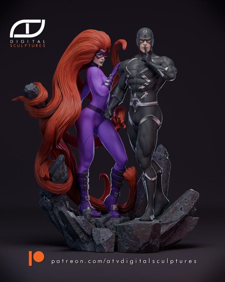 ATV数码雕塑 黑袍侠与美杜莎 3D打印模型|ATV Digital Sculptures – Black Bolt and Medusa – 3D Print Model STL