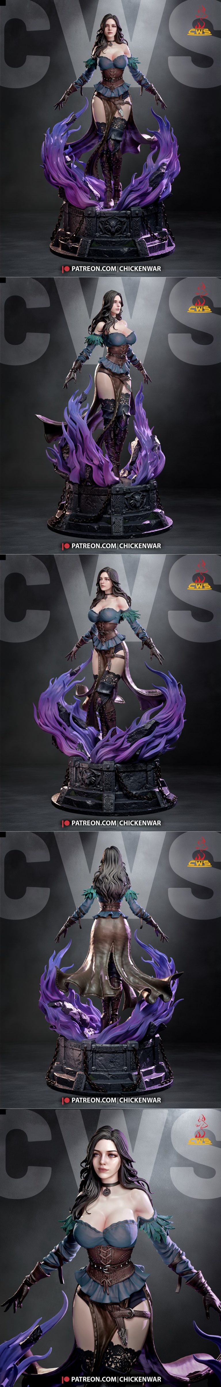 CW Studio - 《巫师》耶妮芙尔·冯·文格尔伯格 3D打印模型|CW Studio – The Witcher – Yennefer of Vengerberg – 3D Print Model STL