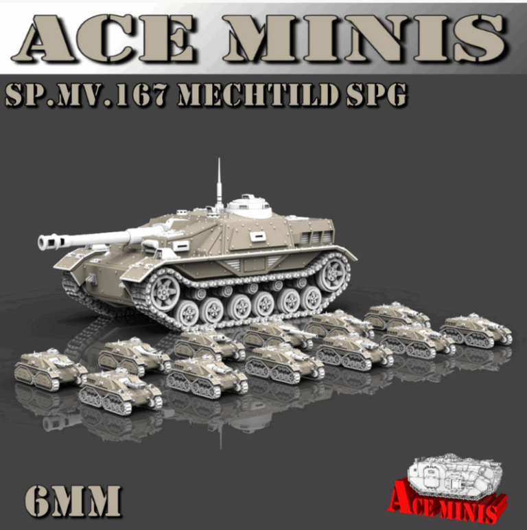 Ace Minis - SP.MV.167 女武神 SPG 6mm 3D打印模型|Ace Minis – SP.MV.167 Mechtild SPG – 6MM – 3D Print Model