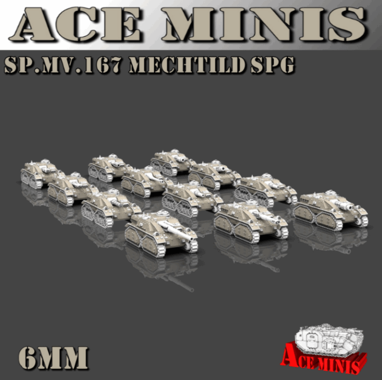 Ace Minis - SP.MV.167 女武神 SPG 6mm 3D打印模型|Ace Minis – SP.MV.167 Mechtild SPG – 6MM – 3D Print Model