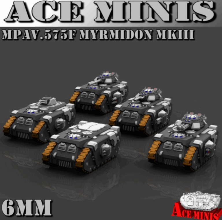 Ace Minis - MPAV.575F Myrmidon MkIII 6mm 3D打印模型|Ace Minis – MPAV.575F Myrmidon MkIII – 6MM – 3D Print Model