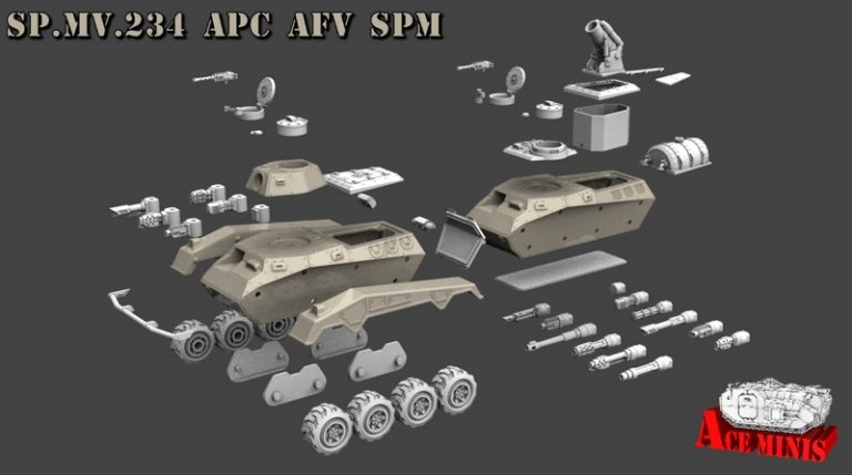 Ace Minis – SP.MV.234洛塔尔装甲运兵车3D打印模型|Ace Minis – SP.MV.234 Lothar APC AFV SPM MRL SPAAG – 3D Print Model