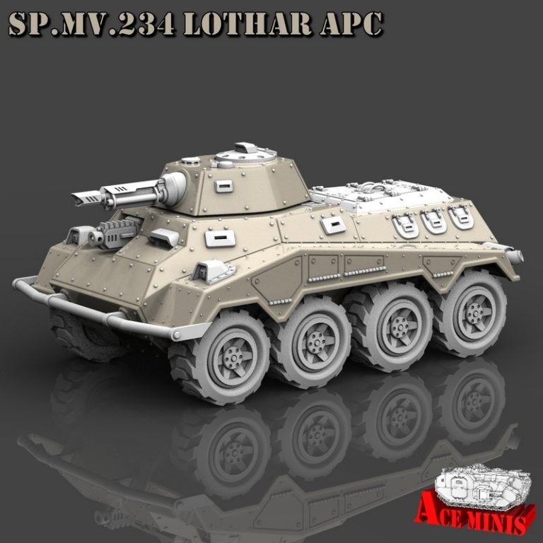Ace Minis – SP.MV.234洛塔尔装甲运兵车3D打印模型|Ace Minis – SP.MV.234 Lothar APC AFV SPM MRL SPAAG – 3D Print Model
