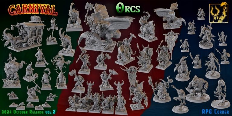 钛 Forge迷你模型十月2024款——orc与狂欢主题3D打印人形模型|Titan Forge Miniatures – October 2024 – Orc and Carnival – 3D Print Model