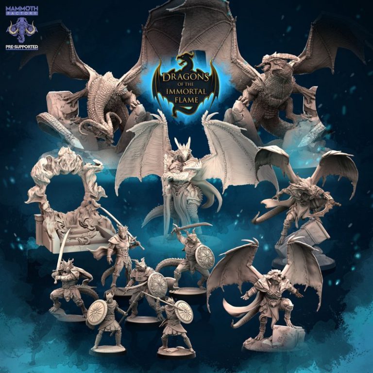 巨象工坊 - 2022年3月 - 不灭之焰龙 3D打印模型|Mammoth Factory – March 2022 – Dragons of the Immortal Flame – 3D Print Model