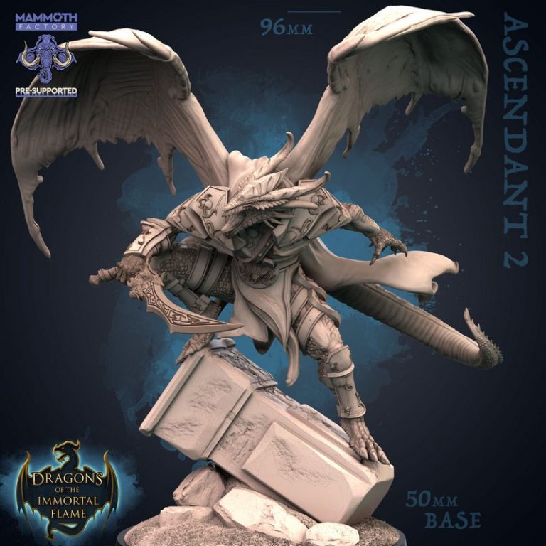 巨象工坊 - 2022年3月 - 不灭之焰龙 3D打印模型|Mammoth Factory – March 2022 – Dragons of the Immortal Flame – 3D Print Model