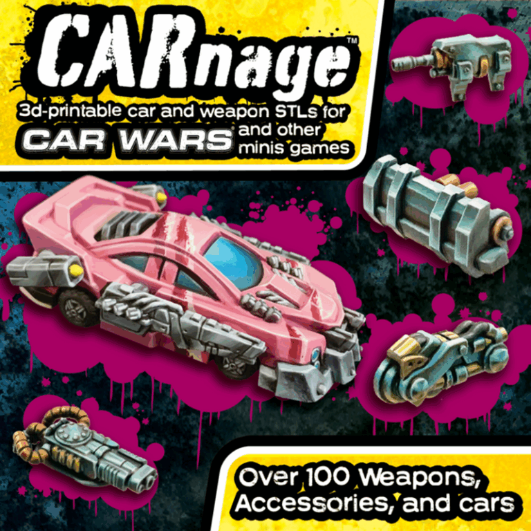车战：载具与武器3D打印模型|Carnage – Car and Weapons for Car Wars – 3D Print Model