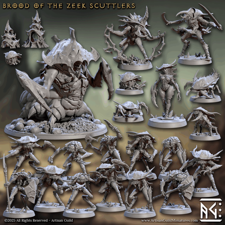 匠心工坊2025年10月作品：泽克扫尾群3D打印模型|Artisan Guild – October 2025 – Brood of the Zeek Scuttlers – 3D Print Model