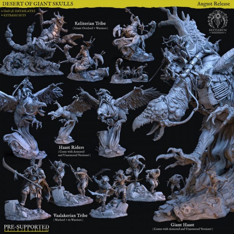 最佳微型模型·2021年8月·巨颅沙漠·3D打印模型|Bestiarum Miniatures – August 2021 – Desert of Giant Skulls – 3D Print Model