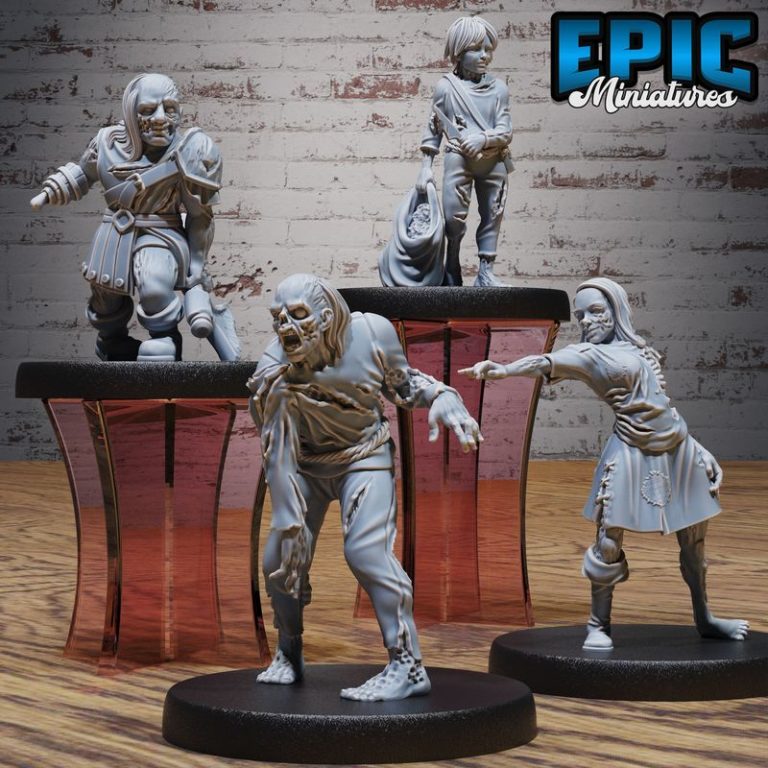 血腥之夜套装：吸血鬼与亡灵收藏 - 狼人与僵尸对战3D打印模型|Epic Miniatures – Bloody Night Set – Vampire and Undead Collection – Ghoul and Zombie Encounter – 3D Print Model