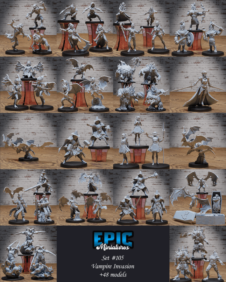 3D打印小模型：吸血鬼入侵套装——不死族与城堡邂逅血蝠收藏集|Epic Miniatures – Vampire Invasion Set – Undead and Castle Encounter – Blood Bat Collection – 3D Print Model