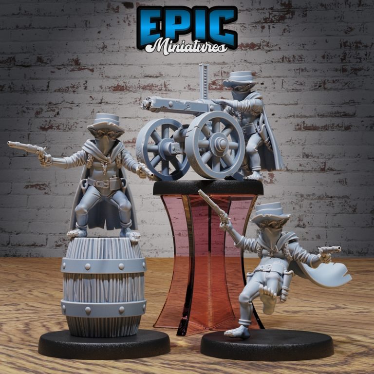 奇幻西部迷你模型集——怪西部遭遇场景3D打印模型|Epic Miniatures – Fantasy Wild West Set – Weird West Encounter – Western Settlers Collection – 3D Print Model