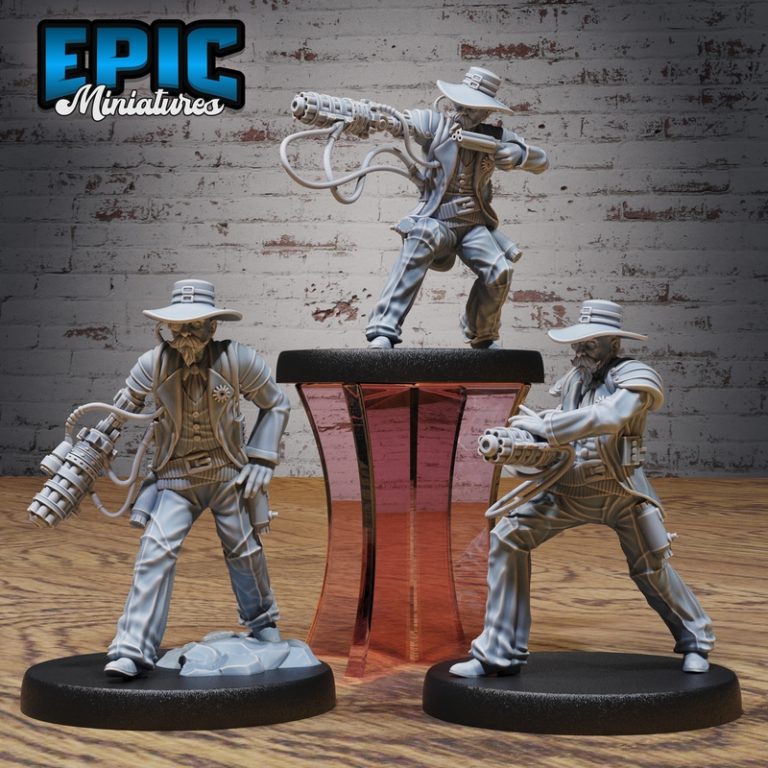 奇幻西部迷你模型集——怪西部遭遇场景3D打印模型|Epic Miniatures – Fantasy Wild West Set – Weird West Encounter – Western Settlers Collection – 3D Print Model