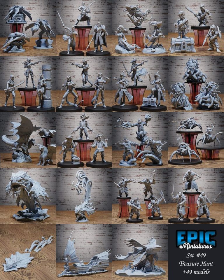 海盗与海洋冒险套装—— corsair岛收藏3D打印模型|Epic Miniatures – Treasure Hunt Set – Pirate and Ocean Encounter – Corsair Island Collection – 3D Print Model
