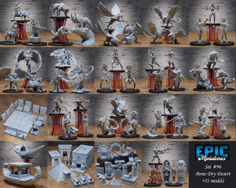 埃及干骨沙漠套装 3D打印木乃伊模型|Epic Miniatures – Bone Dry Desert Set – Ancient Egyptian Encounter – Mummy Collection – 3D Print Model