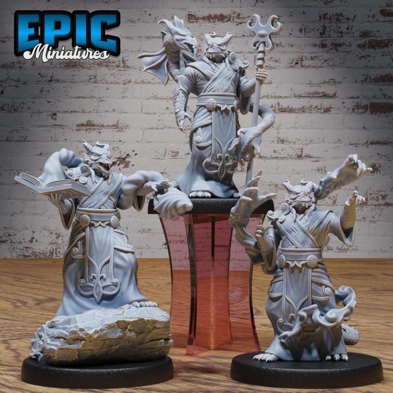 战争中的爬行族：蜥蜴人与小丑兽的3D打印模型集|Epic Miniatures – Reptiles of War Set – Lizard Folk and Kobold Encounter – Dragonborn Collection – 3D Print Model