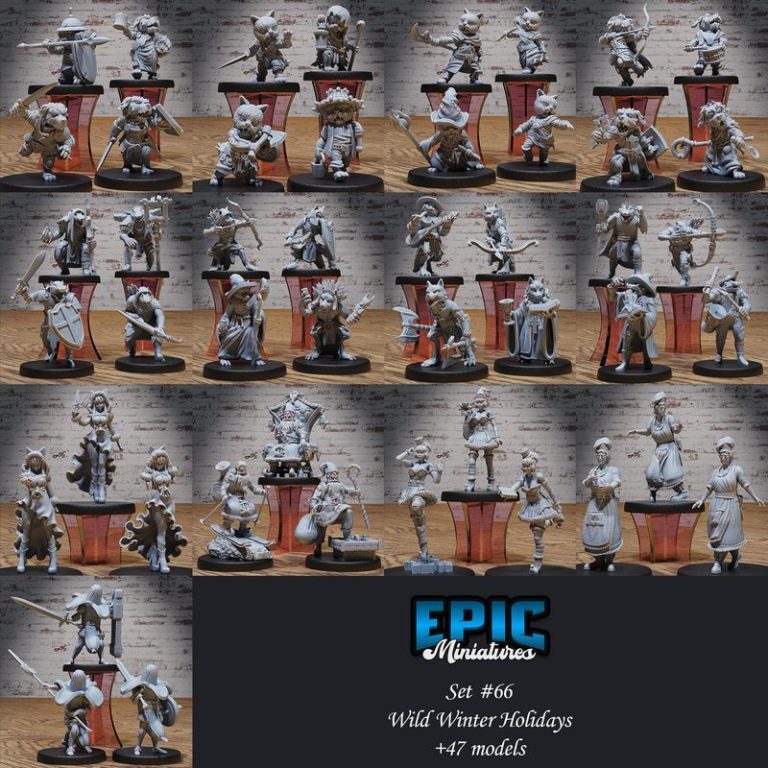 冬日狂欢3D打印模型：圣诞邂逅动物民间故事集|Epic Miniatures – Wild Winter Holidays Set – Christmas Encounter – Animal Folk Collection – 3D Print Model