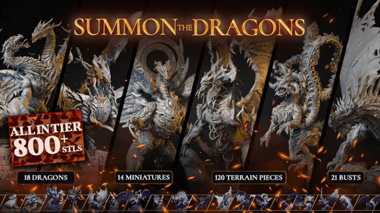 SolGood创艺工坊｜龙族召唤｜3D打印模型|Kickstarter – SolGood Creations – December 2024 – Summon the Dragons – 3D Print Model