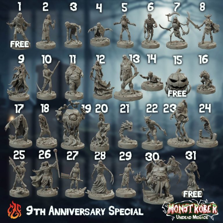 crippled god foundry 9周年特别版：怪物亡灵威胁 3D打印模型|Crippled God Foundry – October 2025 – 9th Anniversary Special – Monstrober Undead Menace – 3D Print Model