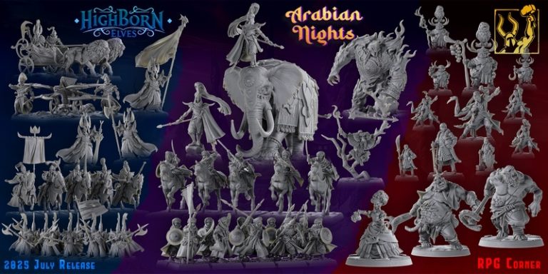 钛forge迷你模型 | 2025年7月新品 | 高门精灵与阿拉伯之夜 3D打印模型|Titan Forge Miniatures – July 2025 – Highborn Elves and Arabian Nights – 3D Print Model