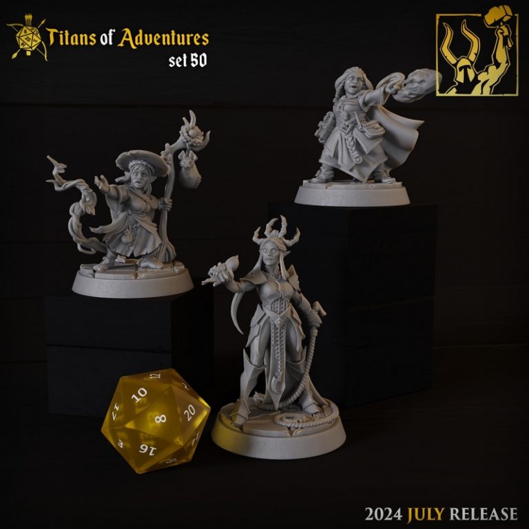 Titan Forge迷你模型 | 2024年7月作品 | 武士与法师3D打印模型|Titan Forge Miniatures – July 2024 – Warriors and Wizards – 3D Print Model