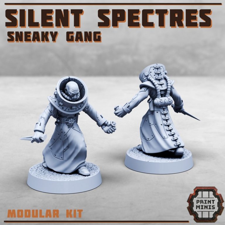 Print Minis – Silent Spectres – Sneaky Gang  
中文标题：沉默幽影——潜行小队3D打印模型|Print Minis – Silent Spectres – Sneaky Gang – 3D Print Model