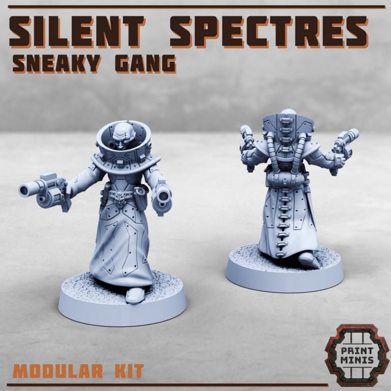 Print Minis – Silent Spectres – Sneaky Gang  
中文标题：沉默幽影——潜行小队3D打印模型|Print Minis – Silent Spectres – Sneaky Gang – 3D Print Model