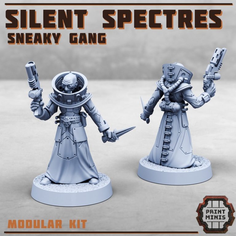 Print Minis – Silent Spectres – Sneaky Gang  
中文标题：沉默幽影——潜行小队3D打印模型|Print Minis – Silent Spectres – Sneaky Gang – 3D Print Model