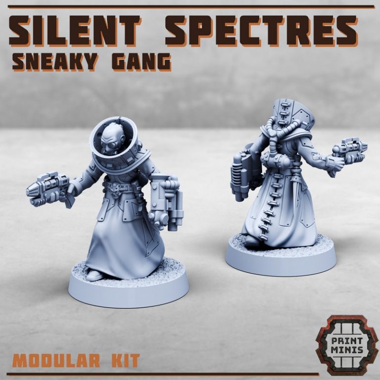 Print Minis – Silent Spectres – Sneaky Gang  
中文标题：沉默幽影——潜行小队3D打印模型|Print Minis – Silent Spectres – Sneaky Gang – 3D Print Model