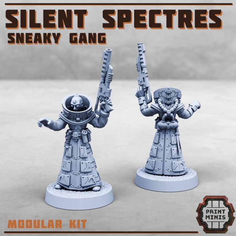Print Minis – Silent Spectres – Sneaky Gang  
中文标题：沉默幽影——潜行小队3D打印模型|Print Minis – Silent Spectres – Sneaky Gang – 3D Print Model