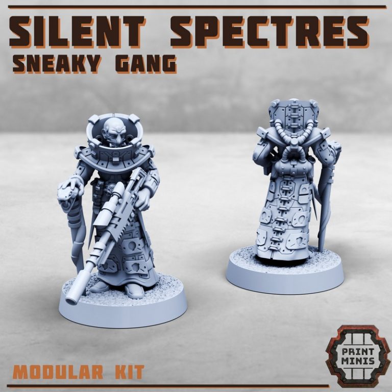Print Minis – Silent Spectres – Sneaky Gang  
中文标题：沉默幽影——潜行小队3D打印模型|Print Minis – Silent Spectres – Sneaky Gang – 3D Print Model