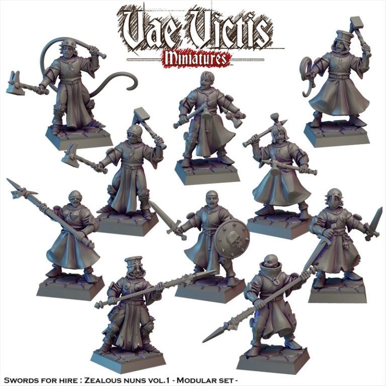 瓦尔维斯——2025年10月——狂热修女Vol.01 3D打印模型|Vae Victis – October 2025 – Zealous Nuns Vol 01 – 3D Print Model