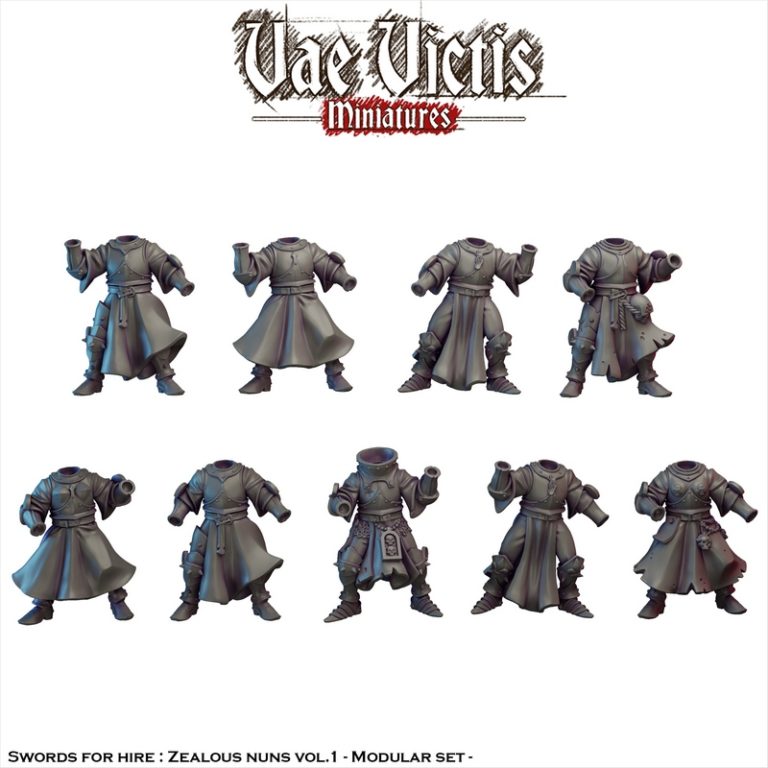 瓦尔维斯——2025年10月——狂热修女Vol.01 3D打印模型|Vae Victis – October 2025 – Zealous Nuns Vol 01 – 3D Print Model