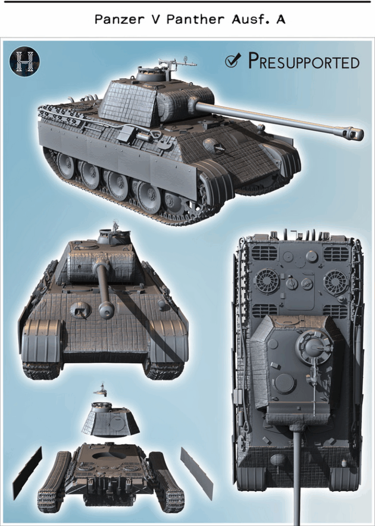 Hartolia迷你模型—二战德国虎式坦克及衍生型号3D打印模型|Hartolia Miniatures – WW 2 German – Panthers and Variants – 3D Print Model