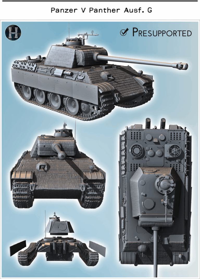 Hartolia迷你模型—二战德国虎式坦克及衍生型号3D打印模型|Hartolia Miniatures – WW 2 German – Panthers and Variants – 3D Print Model