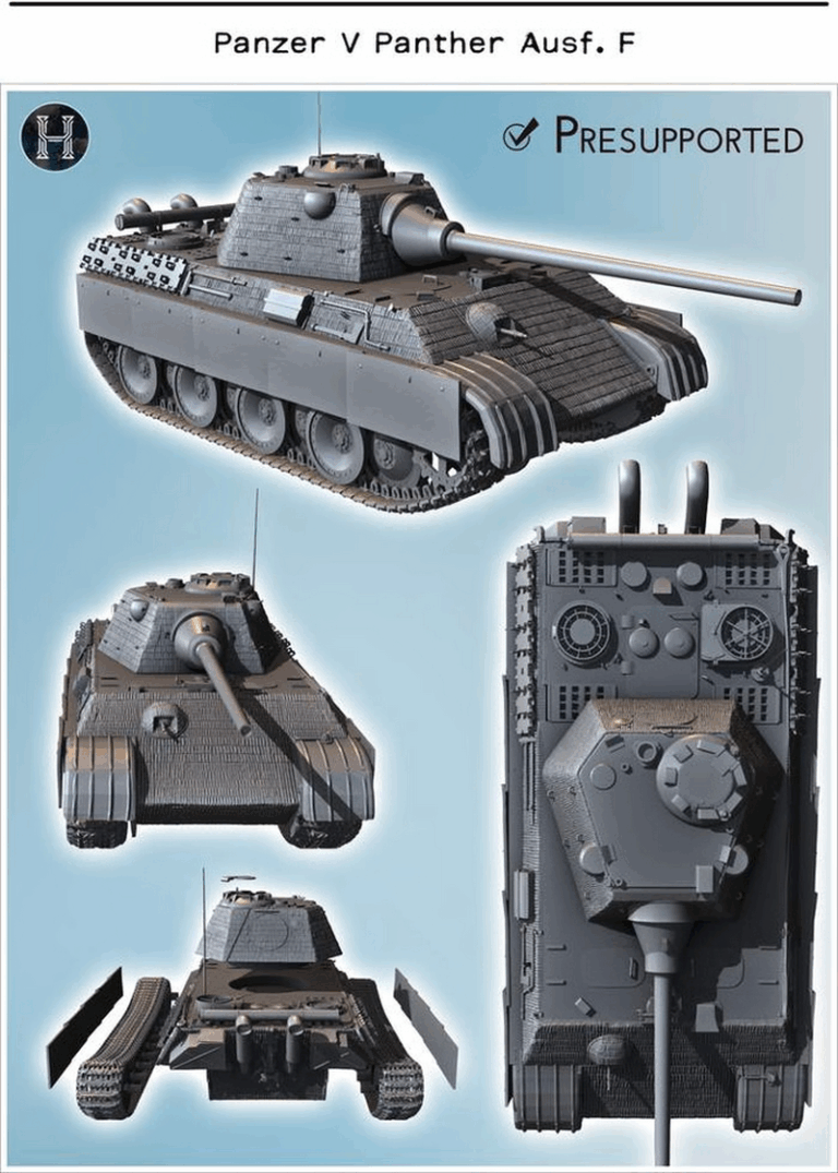 Hartolia迷你模型—二战德国虎式坦克及衍生型号3D打印模型|Hartolia Miniatures – WW 2 German – Panthers and Variants – 3D Print Model