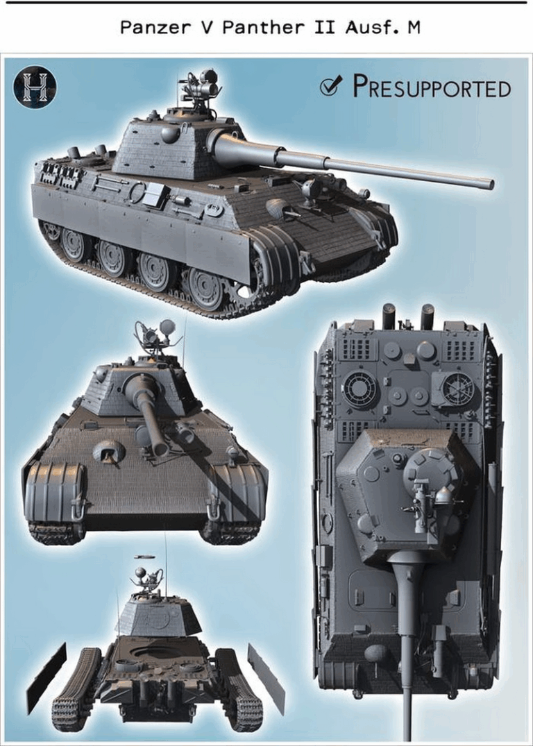 Hartolia迷你模型—二战德国虎式坦克及衍生型号3D打印模型|Hartolia Miniatures – WW 2 German – Panthers and Variants – 3D Print Model